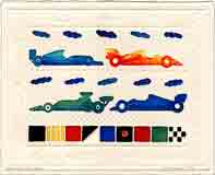 race cars embossed transportation art for kids and children, embossed transportation gifts for babies and nurseries, paintings for baby and child, pictures for nursery and kids and fine art prints for child, baby and nursery by artists Jane Billman and Gregg Billman