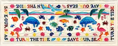 turn the tide save the seas embossed sea life art for kids and children, sea life gifts for babies and nurseries, sea life paintings for baby and child, pictures for nursery and kids and fine art prints for child, baby and nursery by artists Jane Billman and Gregg Billman
