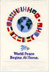 world peace begins at home educational embossed art for kids and children, educational gifts for babies and nurseries, paintings for baby and child and fine art prints for child, baby and nursery by artists Jane Billman and Gregg Billman